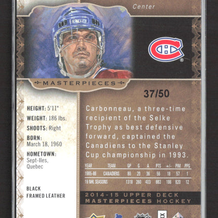 2014 Upper Deck Masterpieces Guy Carbonneau #101 Black Framed Leather 37/50