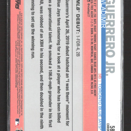 2019 Topps Chrome Vladimir Guerrero Jr. #58 RC