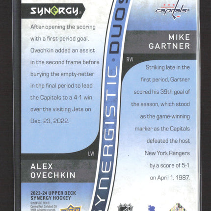 2024 UD Synergy Synergistic Duos Alex Ovechkin Mike Gartner #SD-6 Blue /399