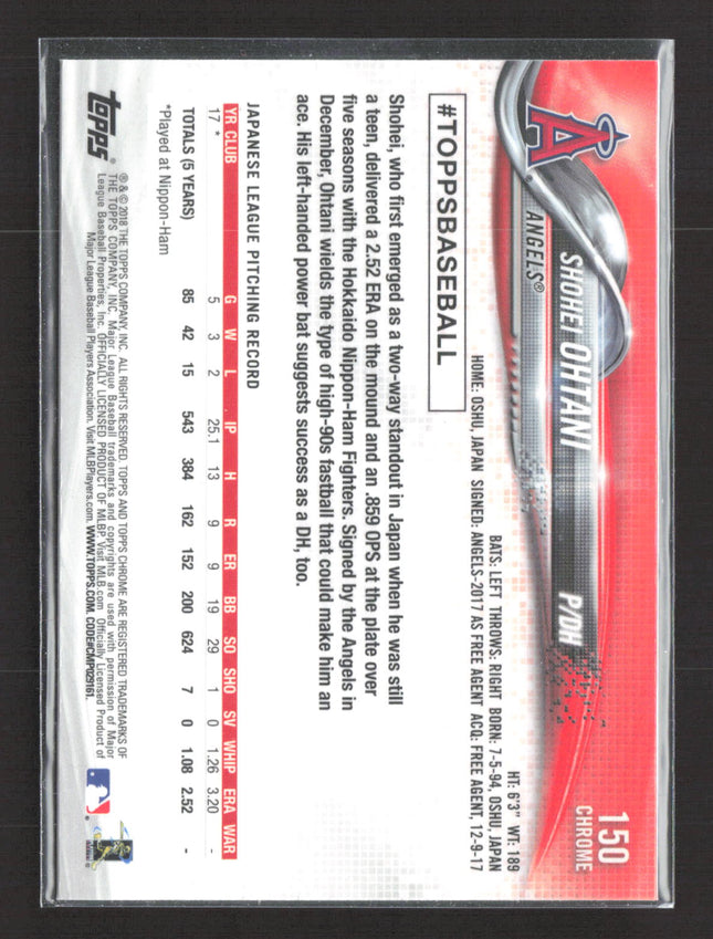 2018 Topps Chrome Shohei Ohtani #150 RC