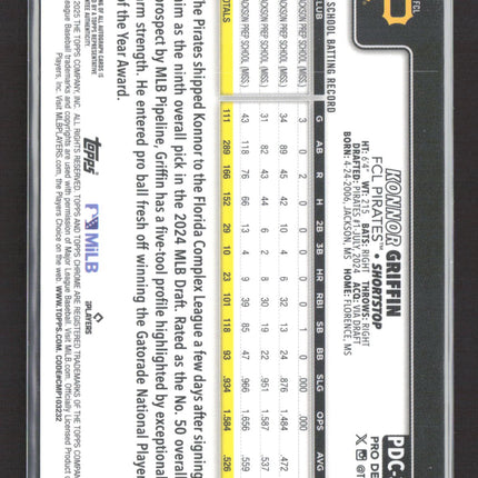 2025 Topps Chrome Pro Debut Konnor Griffin #PDC-32 Orange 20/25 Auto