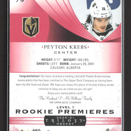 2020 Upper Deck Trilogy Rookie Premieres Peyton Krebs #79 Jersey 300/499