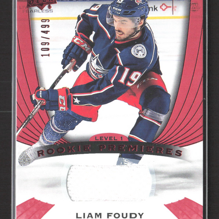 2020 Upper Deck Trilogy Rookie Premieres Liam Foudy #72 109/499 Jersey