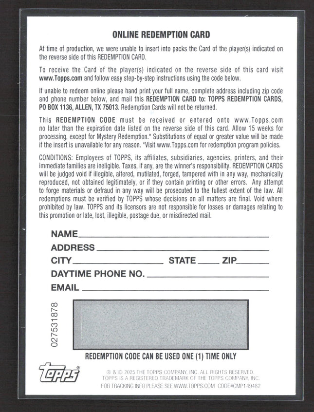 2025 Topps Museum Roki Sasaki #AA-ROKI Archival Auto Amethyst Redemption /25