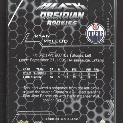 2021 Upper Deck Black Obsidian Rookies Ryan McLeod #OR-20 297/349