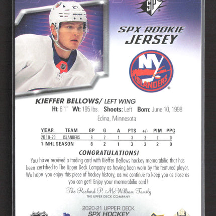 2021 Upper Deck SPx Kieffer Bellows #RJ-KB Memorabilia Jersey