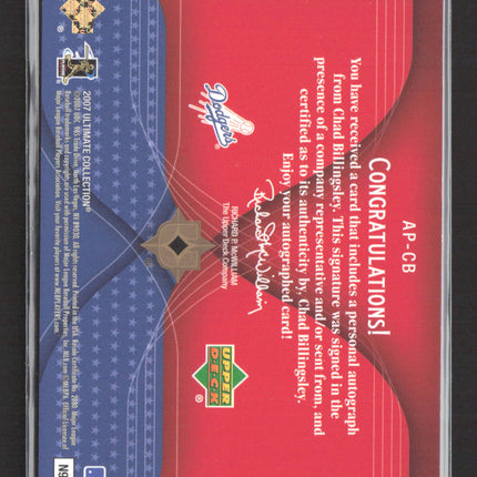 2007 Upper Deck Ultimate Collection Chad Billingsley #AP-CB Auto