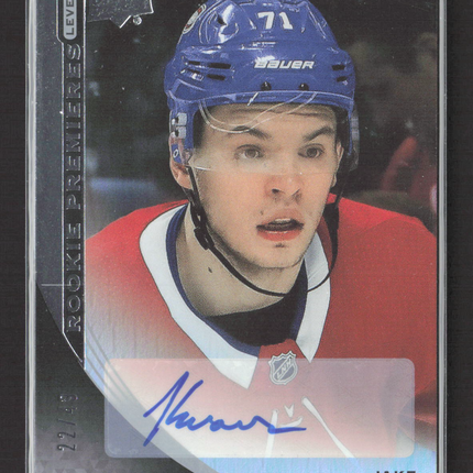 2020 Upper Deck Trilogy Rookie Premieres Jake Evans #129 Level 3 22/49 Auto