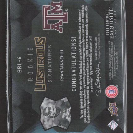 2012 Upper Deck Black Lustrous Signatures Ryan Tannehill #BRL-6 Jersey Auto /35