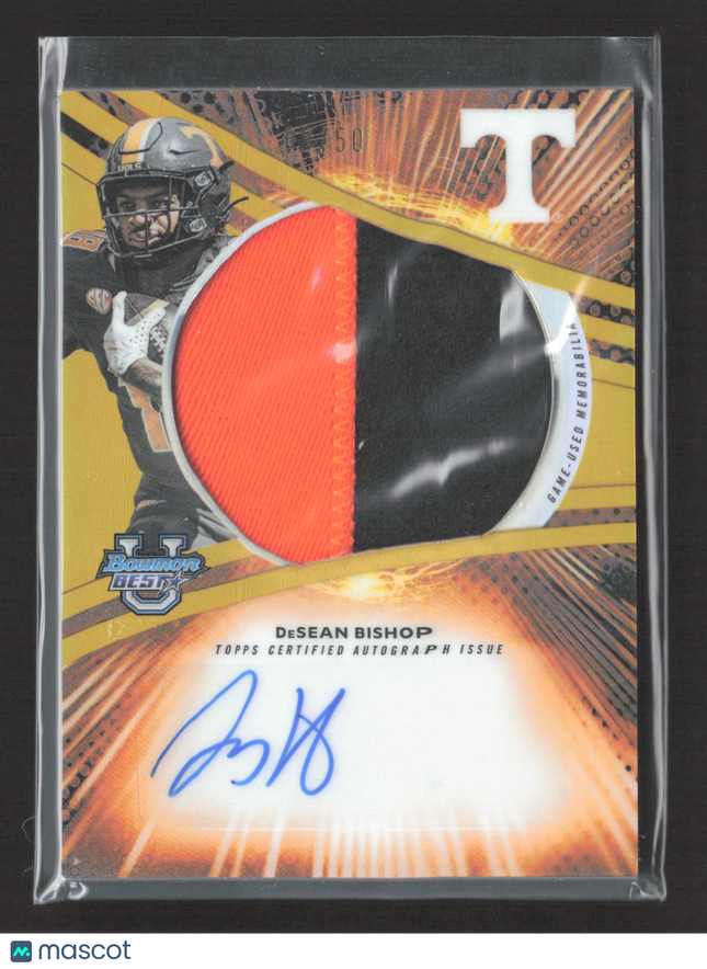 2025 Bowman University Best DeSean Bishop #JRA-DBI GU Patch Auto Gold /50