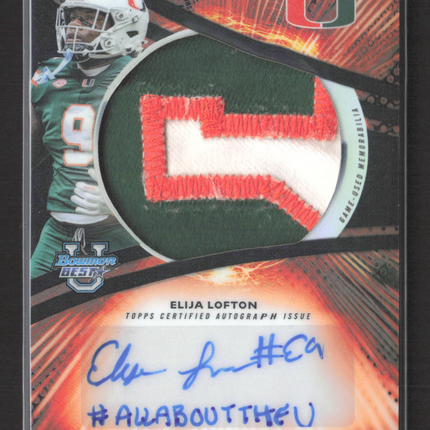 2025 Bowman University Best Elija Lofton #JRA-EL Refractor Black Patch Auto /10