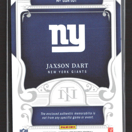 2025 Panini National Treasures Game Gear Jaxson Dart #GGR-JDT RC Patch Gold /10