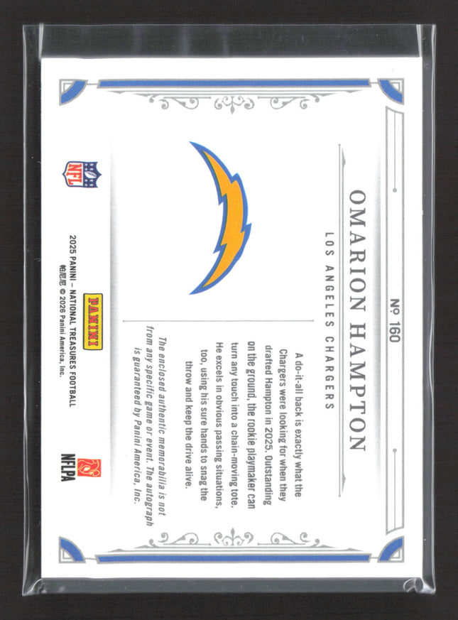 2025 Panini National Treasures Omarion Hampton #160 Patch RC Auto /99