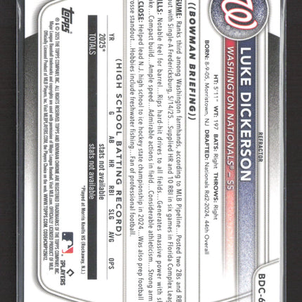 2025 Topps Bowman Chrome Luke Dickerson #BDC-61 Refractor