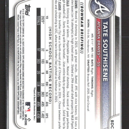 2024 Bowman Chrome Tate Southisene #BDC-70 1st Bowman