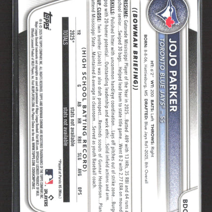 2025 Bowman Chrome Jojo Parker #BDC-8