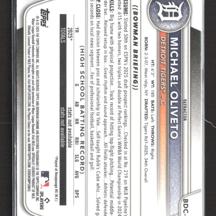 2025 Topps Bowman Chrome Michael Oliveto #BDC-156 Refractor