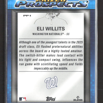 2025 Topps Bowman Chrome Prized Prospects Eli Willits #PP-1