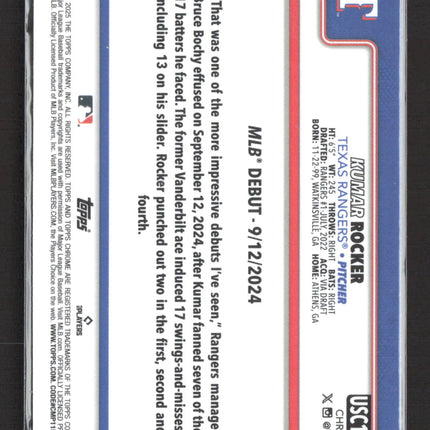 2025 Topps Chrome Update Kumar Rocker #USC160 X-Fractor RC