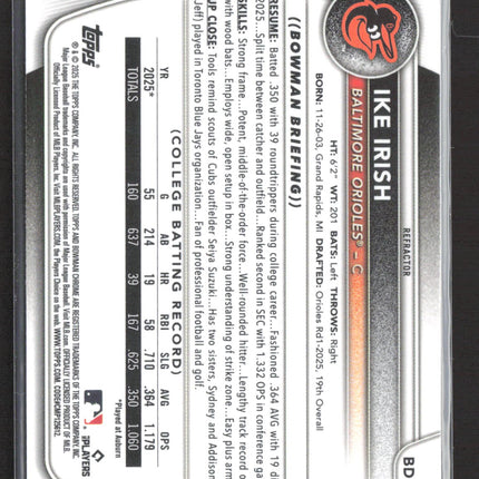 2025 Bowman Chrome Ike Irish #BDC-16 Refractor 1st Bowman