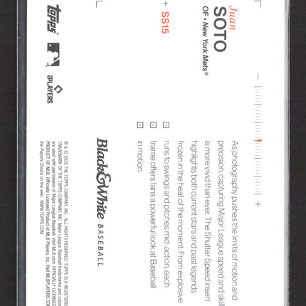 2025 Topps Black & White Shutter Speed Juan Soto #SS15