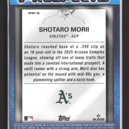 2025 Topps Bowman Chrome Prized Prospects Shotaro Morii #PP-5