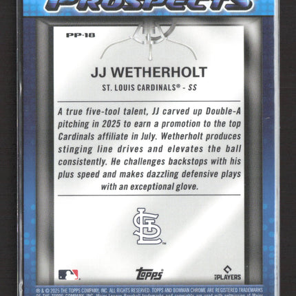 2025 Topps Bowman Chrome Prized Prospects JJ Wetherholt #PP-18