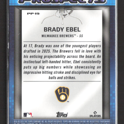 2025 Topps Bowman Chrome Prized Prospects Brady Ebel #PP-19