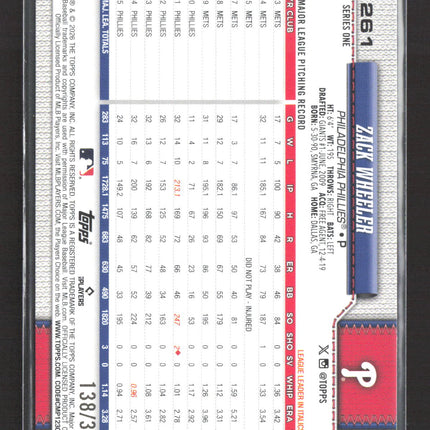 2024 Topps Series 1 Zack Wheeler #261 Yellow /399