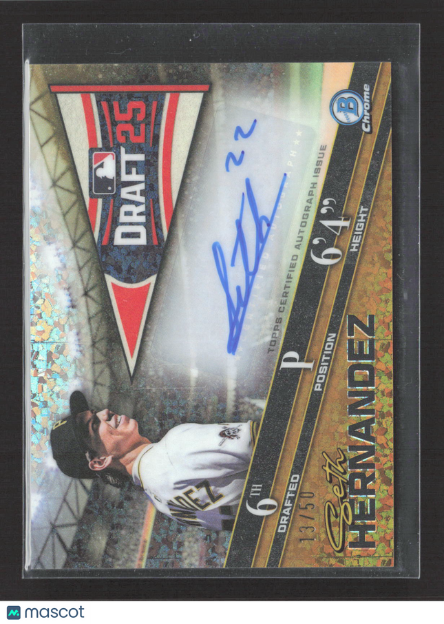 2025 Bowman Draft Night Chrome Seth Hernandez #BDNA-SH Gold Refractor Auto /50