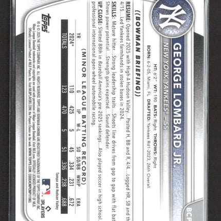 2025 Bowman Chrome George Lombard Jr. #BCP-164 Mojo Refractor
