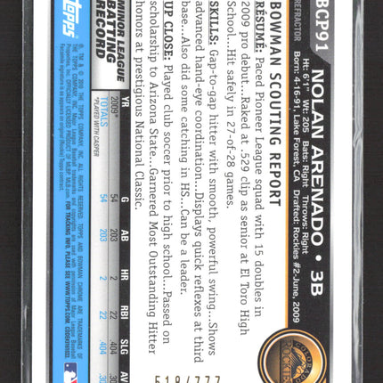2010 Bowman Chrome Nolan Arenado #BCP91 Refractor 518/777
