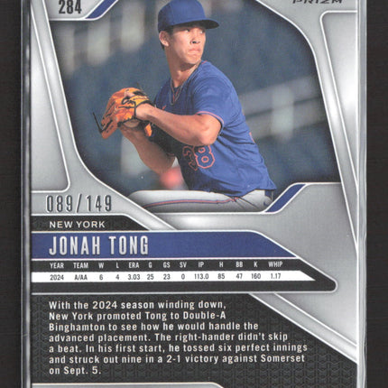 2025 Panini Prizm Baseball Jonah Tong #284 Purple 089/149