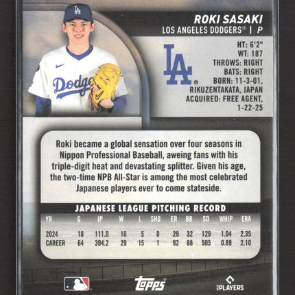 2025 Topps Stadium Club Roki Sasaki #187 Red RC