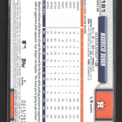 2025 Topps Series One Mauricio Dubón #191 Gold /2026