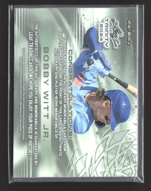 2024 Leaf Trinity Bobby Witt Jr. #PA-BWJ Patch 19/99 Auto