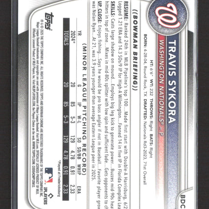 2025 Bowman Chrome Travis Sykora #BDC-137 Blue