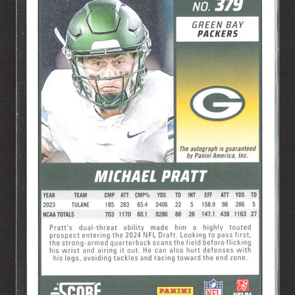 2024 Panini Score Football Michael Pratt #379 First Down 06/10 RC