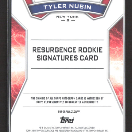 2025 Topps Resurgence Tyler Nubin #RRS-TN Superfractor RC Auto 1/1