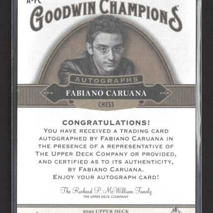 2020 Upper Deck Goodwin Champions Fabiano Caruana #A-FC Auto