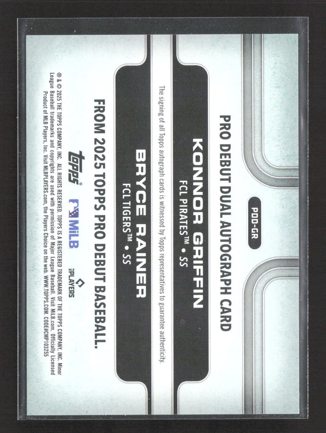 2025 Topps Pro Debut Bryce Rainer Konnor Griffin #PDD-GR Auto /25