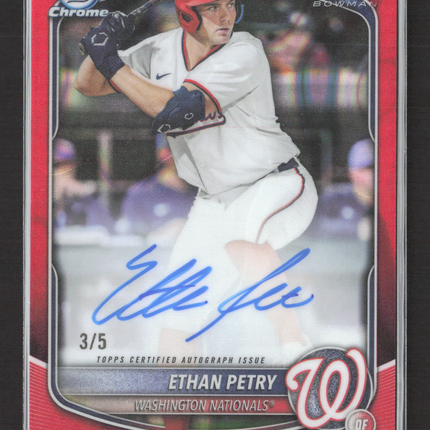 2025 Topps Bowman Chrome Ethan Petry #CPA-EP Red Wave Refractor 3/5
