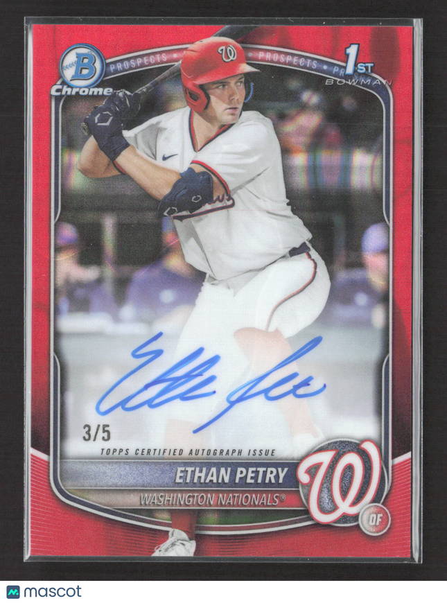 2025 Topps Bowman Chrome Ethan Petry #CPA-EP Red Wave Refractor 3/5
