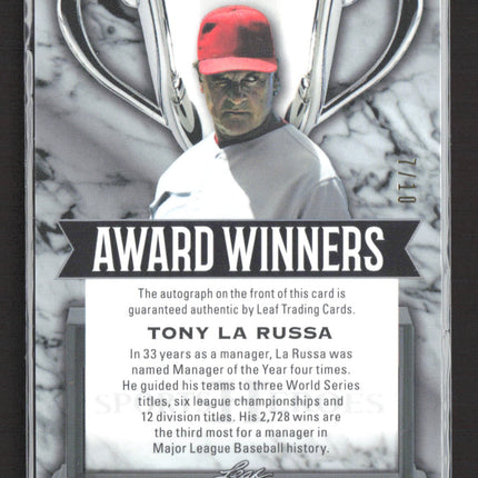 2017 Leaf Sports Heroes Award Winners Tony La Russa #AW-TLR 7/10 Auto