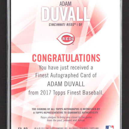 2017 Topps Finest Adam Duvall #FA-AD Auto Orange Refractor 09/25