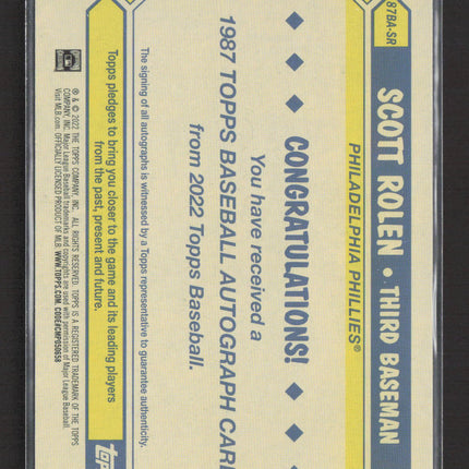 2022 Topps 1987 Topps Baseball Autograph Scott Rolen #87BA-SR
