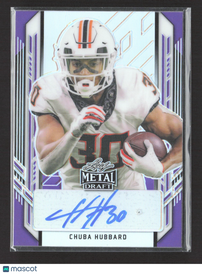 2021 Leaf Metal Draft Chuba Hubbard #PA-CH1 Purple Autograph 20/25