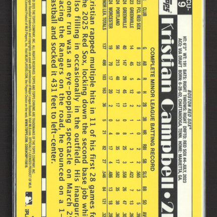 2025 Topps Chrome 1990 Topps 35th Anniversary Kristian Campbell #90CU-19 RC