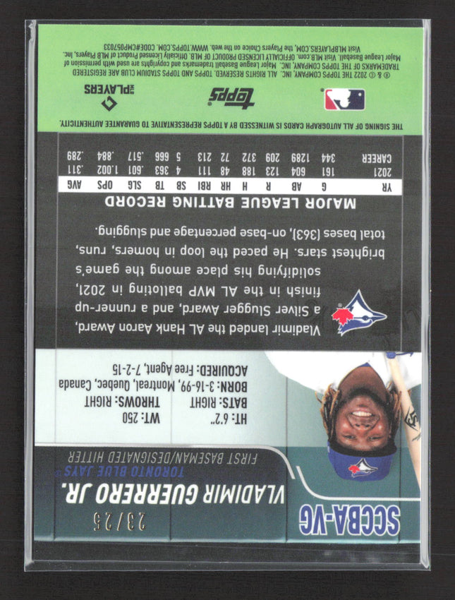 2022 Topps Stadium Club Chrome Vladimir Guerrero Jr. #SCCBA-VG Auto Orange 23/25