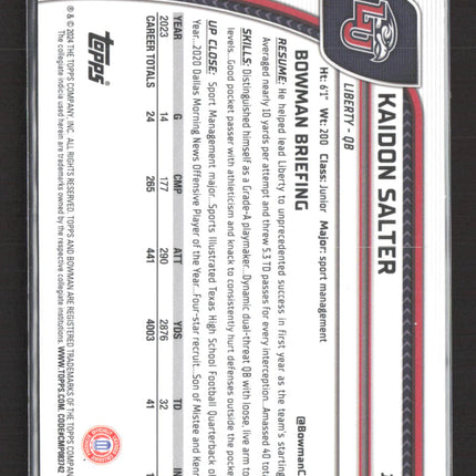 2024 Bowman Chrome University Kaidon Salter #111 Pink 1st Bowman